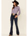 Ariat Women's Burgundy Cornflower R.E.A.L. Plaid Embroidered Southwestern Yoke Snap Western Shirt, Burgundy, hi-res