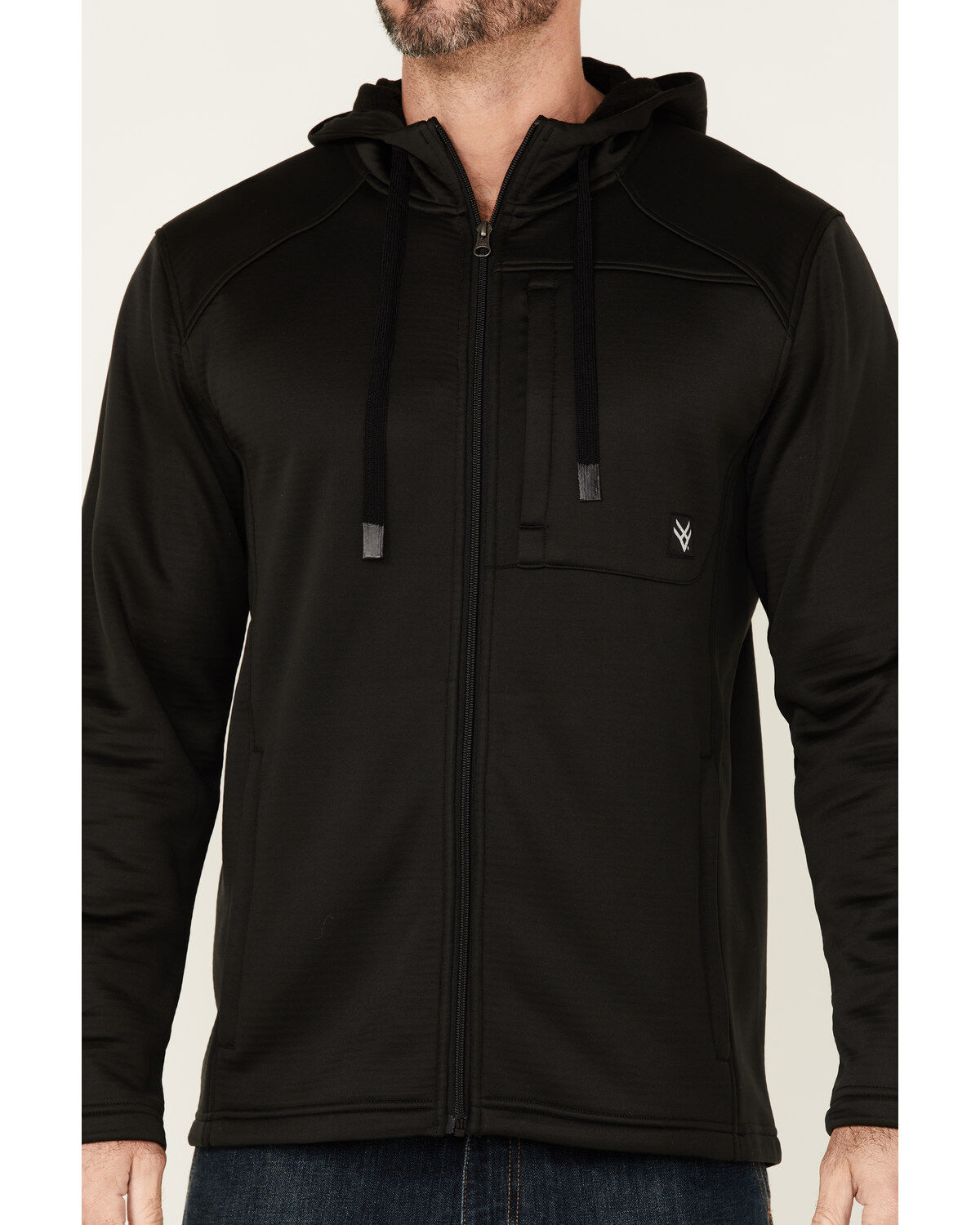 Image #3 - Hawx Men's Merrick Grid Back Zip-Front Fleece Hooded Work Jacket, Black, hi-res