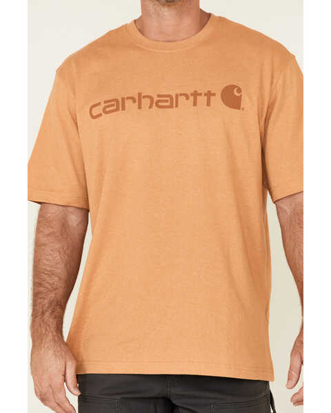 Image #3 - Carhartt Men's Yellowstone Heather Midweight Signature Logo Short Sleeve Work T-Shirt , , hi-res