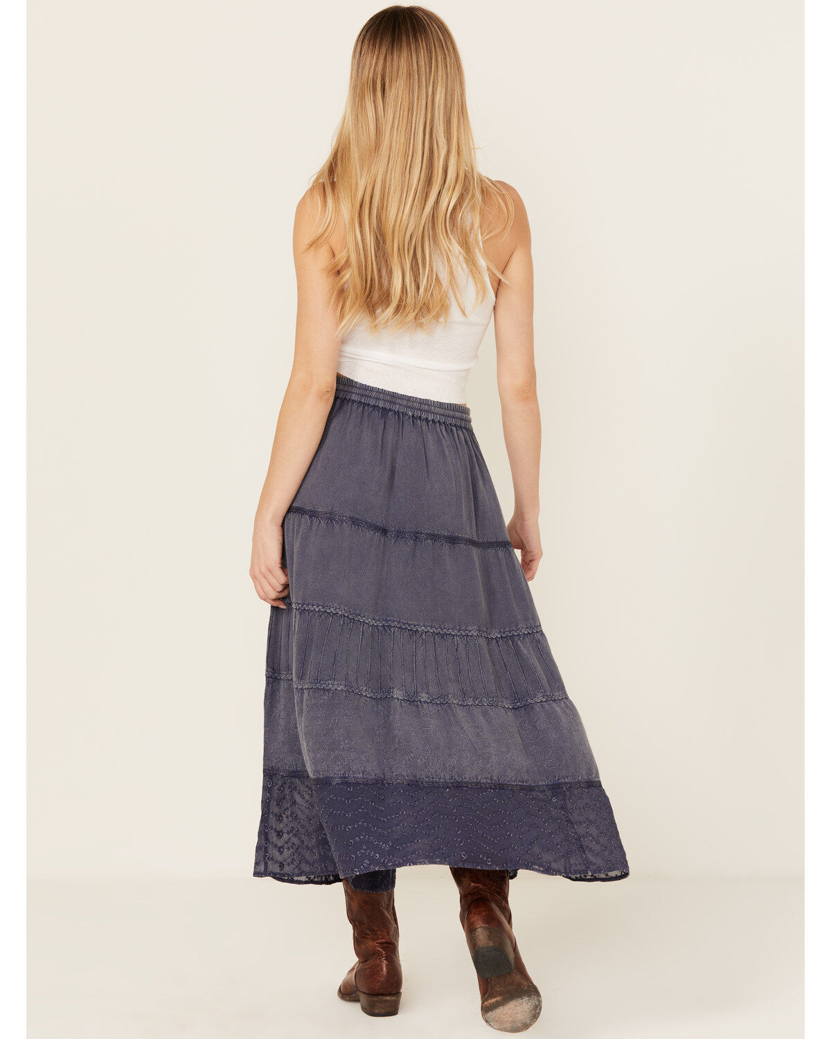 Image #3 - Gunit Women's Embroidered Midi Skirt, Navy, hi-res