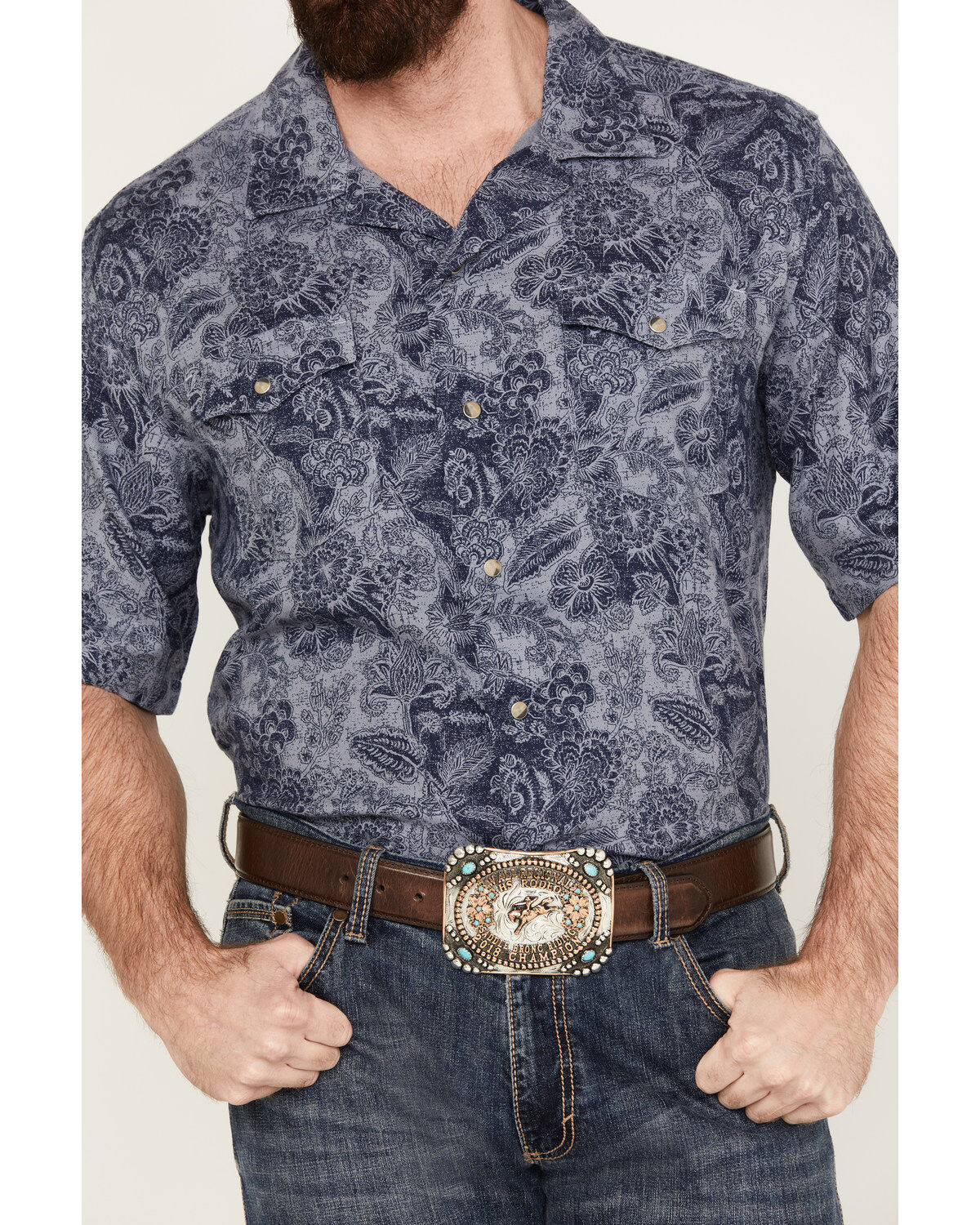 Image #3 - Wrangler Men's Coconut Cowboy Short Sleeve Snap Western Shirt, , hi-res