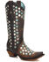 Image #1 - Corral Women's Brown Studded Embroidered Western Boots - Snip Toe, , hi-res
