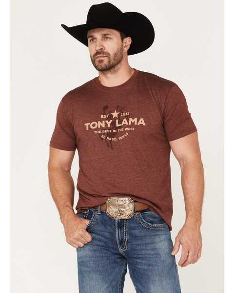 Tony Lama Men's Cowboy Horse Graphic T-Shirt, Maroon, hi-res