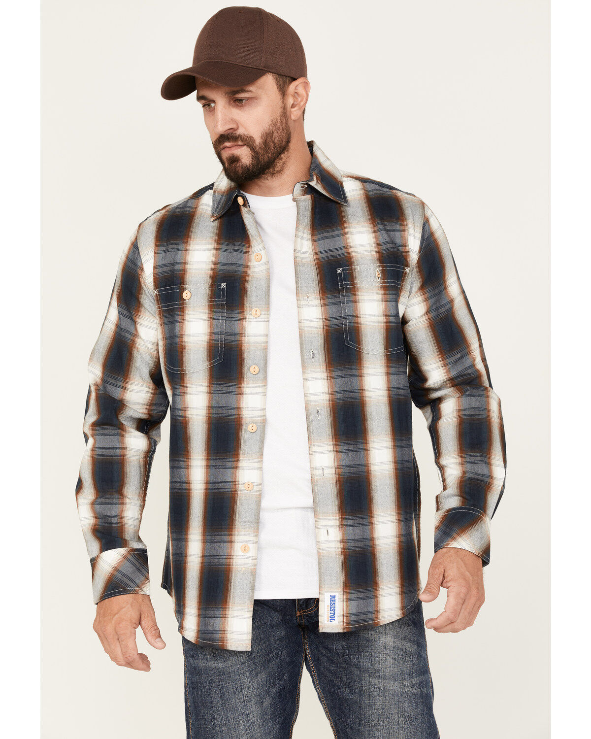 Image #1 - Resistol Men's Littleton Plaid Print Long Sleeve Button Down Western Shirt, , hi-res