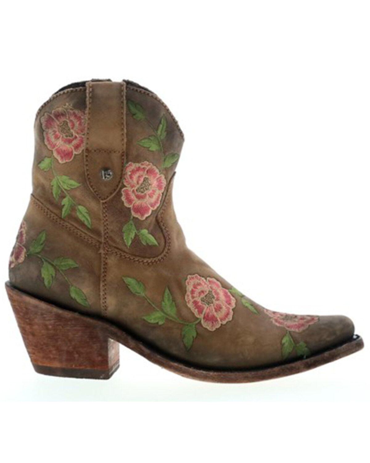 Image #2 - Caborca Silver by Liberty Black Women's Embroidered Floral Western Booties - Round Toe, Tan, hi-res