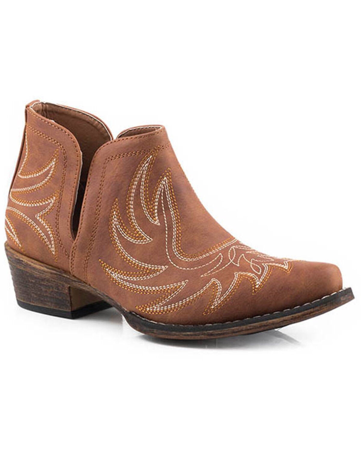 Roper Women's Ava Western Booties - Snip Toe, Tan, hi-res