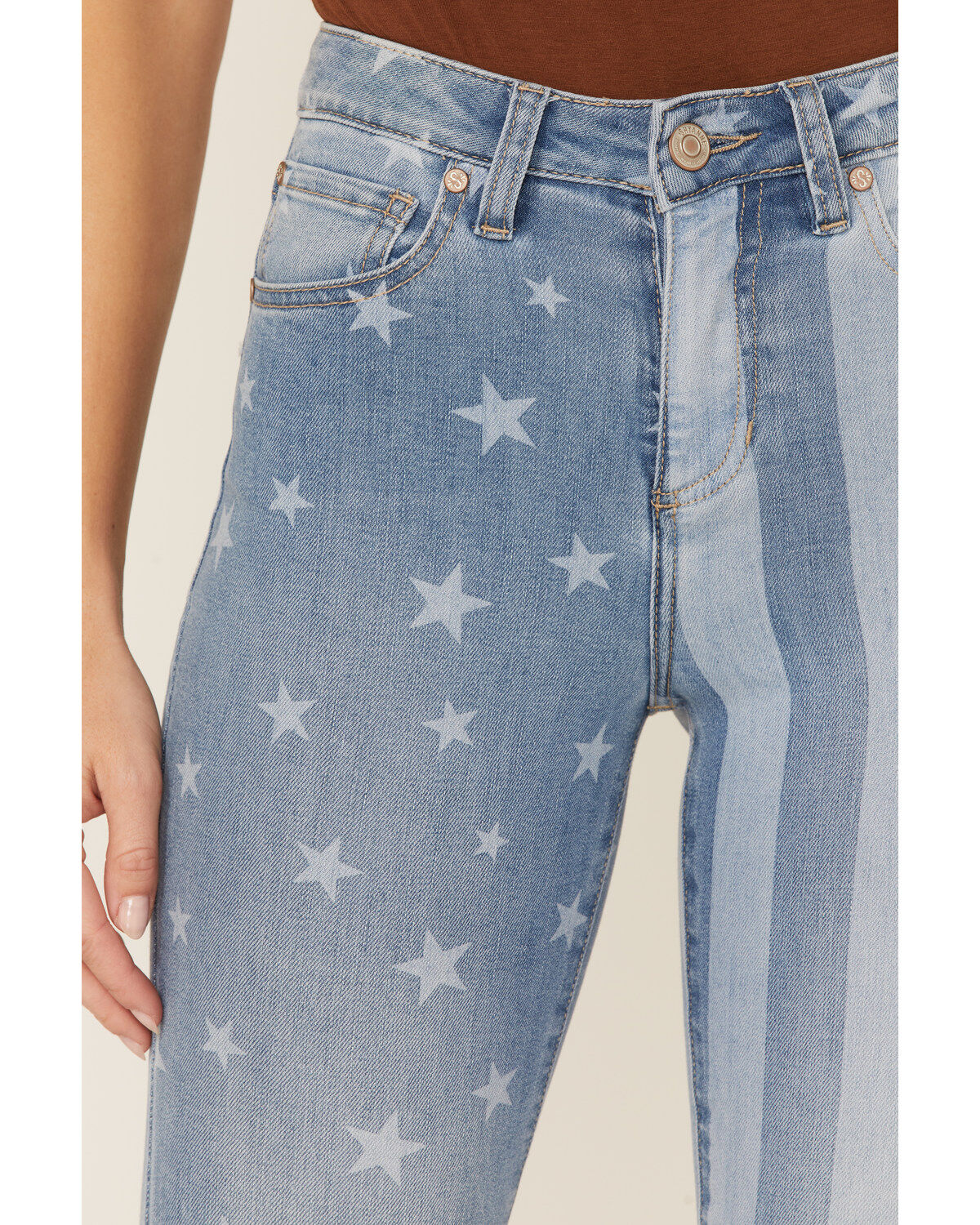 Image #2 - Shyanne Women's Stars & Stripes Print High Rise Super Flare Jeans, , hi-res