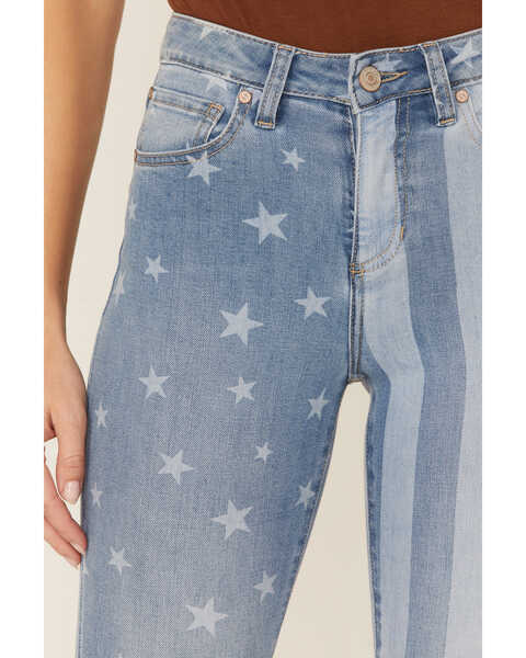 Image #2 - Shyanne Women's Stars & Stripes Print High Rise Super Flare Jeans, Medium Wash, hi-res