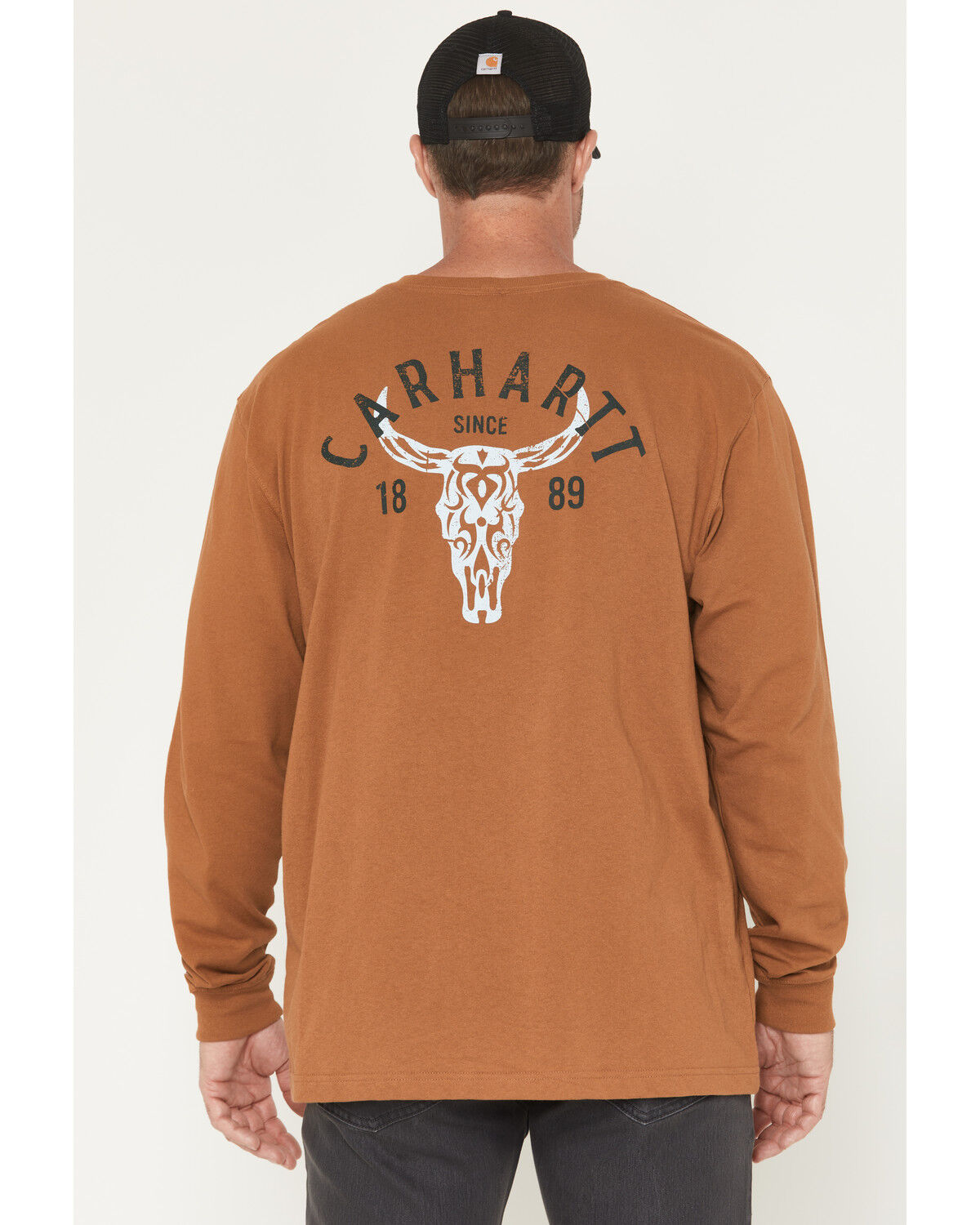 Image #1 - Carhartt Men's Loose Fit Heavyweight Longhorn Long Sleeve Graphic Work Shirt, Brown, hi-res