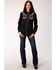 Old West Women's Black Brown Floral Embroidered Long Sleeve Western Shirt , Black, hi-res