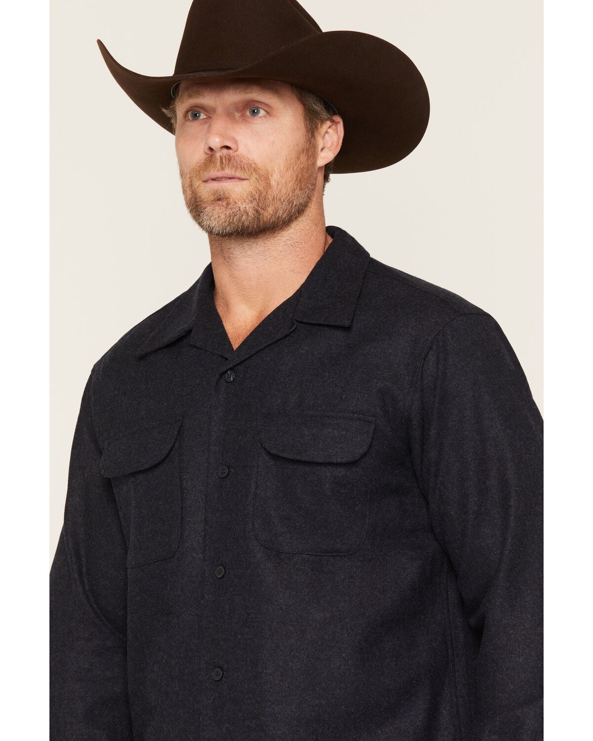 Image #2 - Pendleton Men's Board Solid Long Sleeve Button-Down Shirt, Navy, hi-res