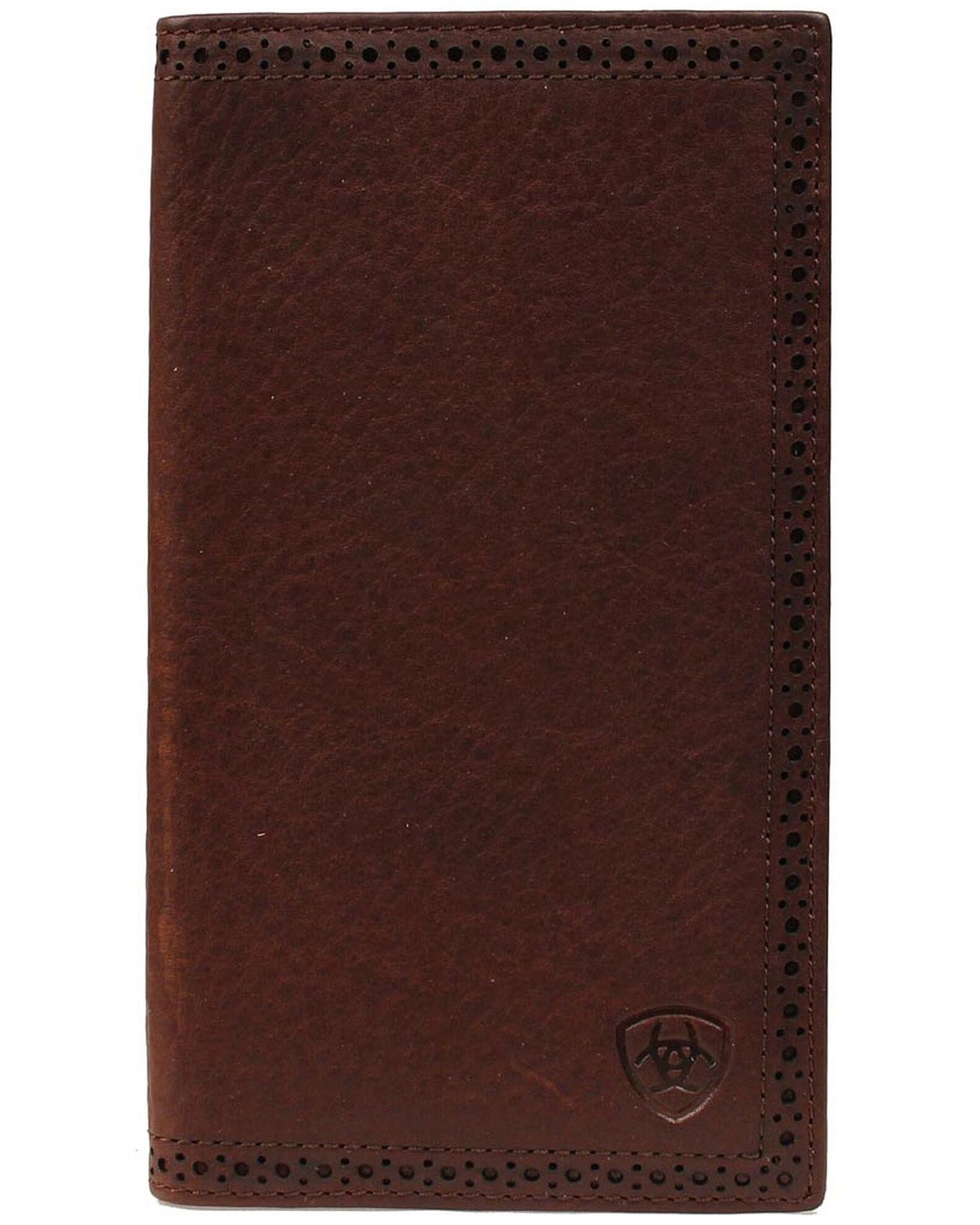 Image #1 - Ariat Men's Rodeo Bi-Fold Leather Checkbook Cover Wallet, Copper, hi-res