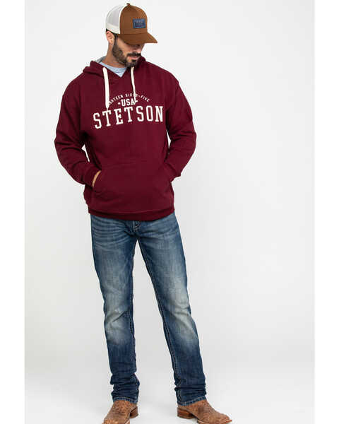 Stetson Men's USA Stetson Graphic Fleece Hooded Sweatshirt , Red, hi-res