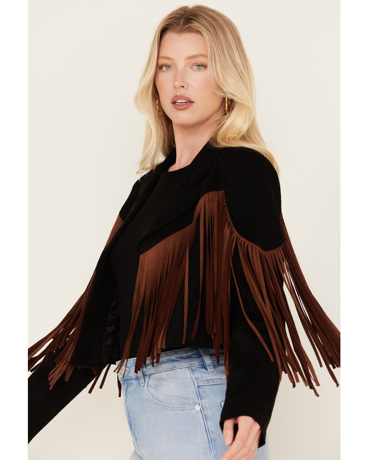 Image #2 - Saints & Hearts Girls' Faux Suede Cropped Fringe Jacket, , hi-res