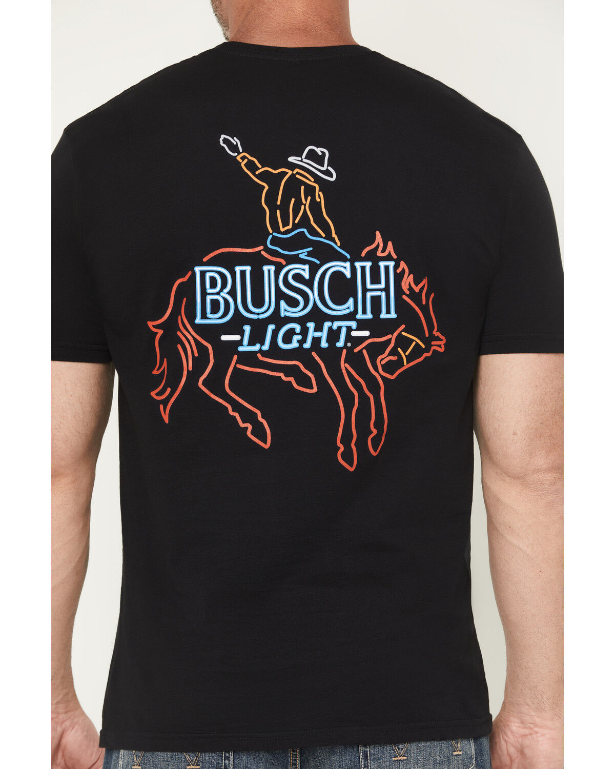 Buckwear Men's Busch Light Neon Cowboy Short Sleeve Graphic T-Shirt