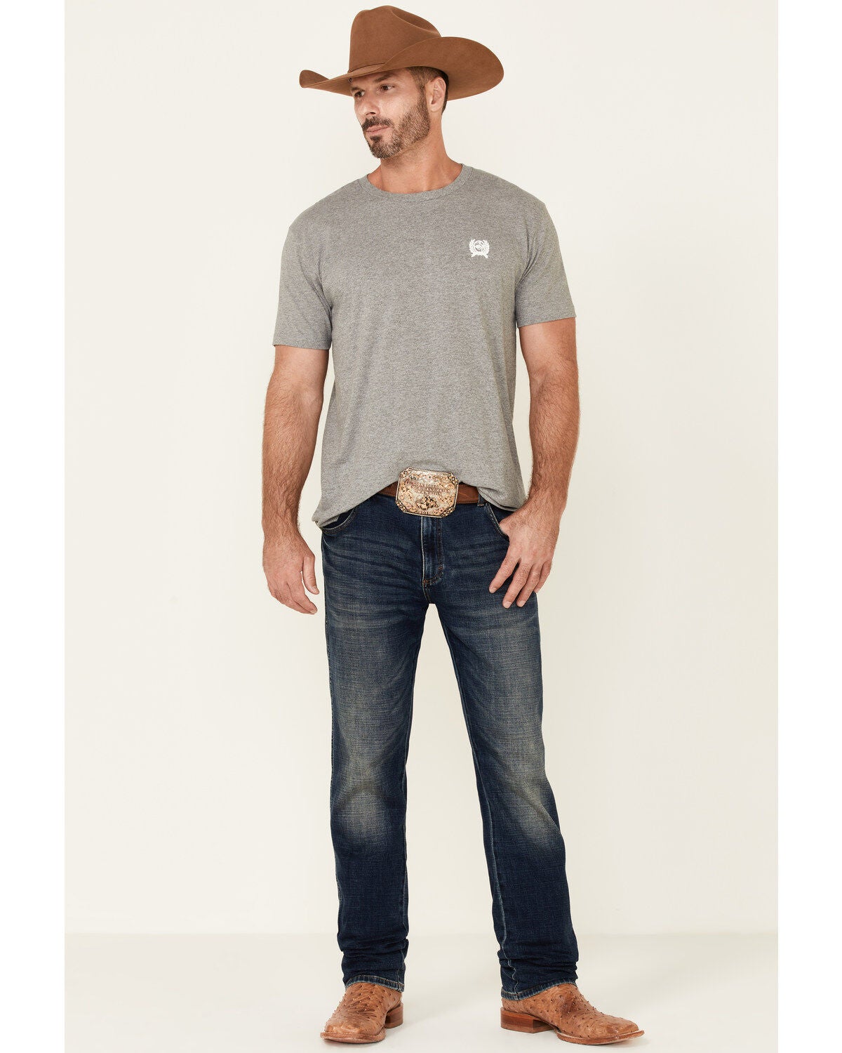 Image #2 - Cinch Men's Grey Flag Logo Graphic Short Sleeve T-Shirt, Grey, hi-res