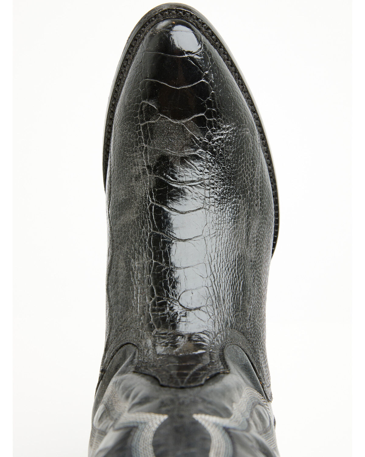 Image #6 - El Dorado Men's Handmade Ostrich Leg Western Boots - Round Toe, Black, hi-res