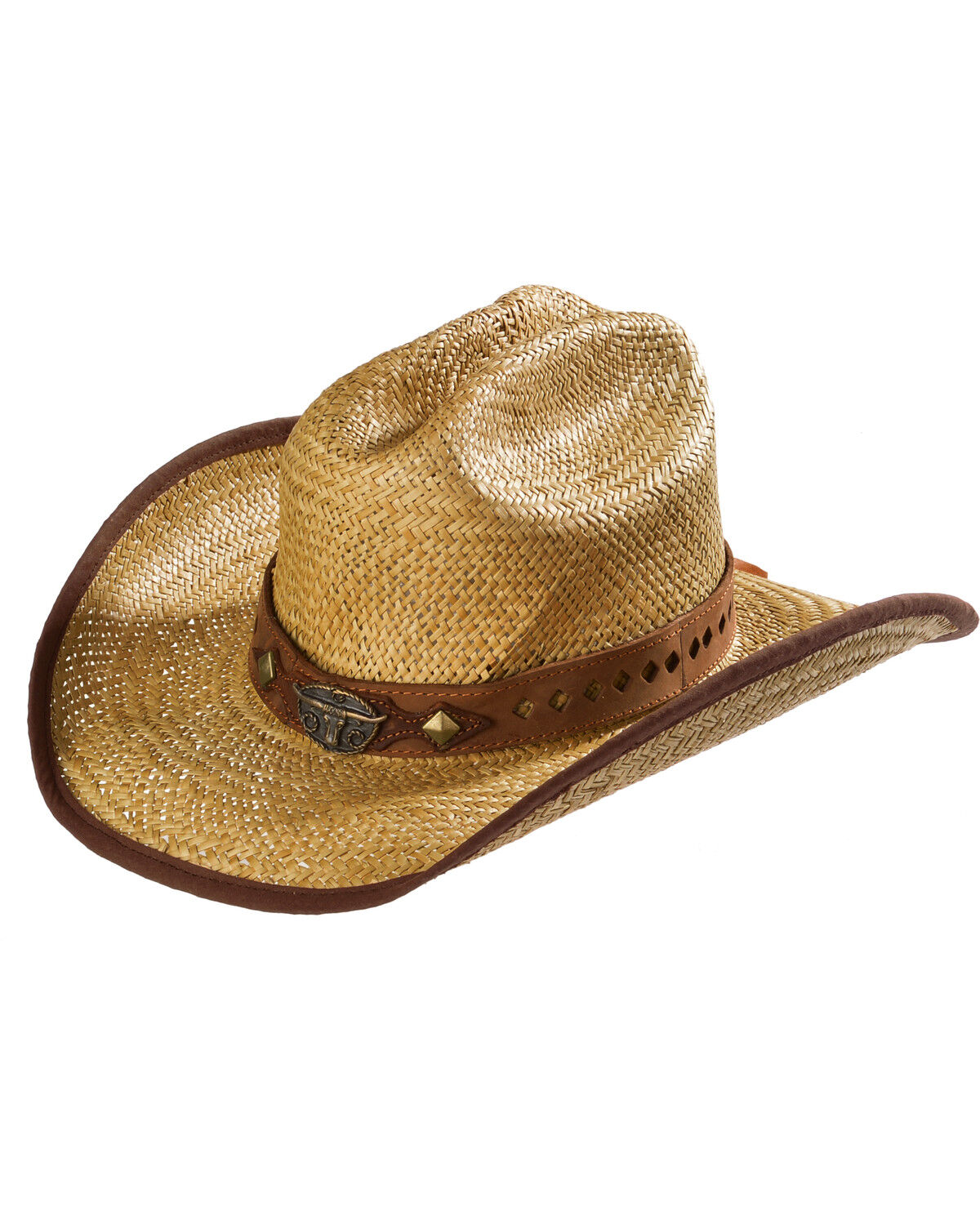 Image #1 - Bullhide Kids' Brave Metal Bull Straw Western Hat, Tan, hi-res