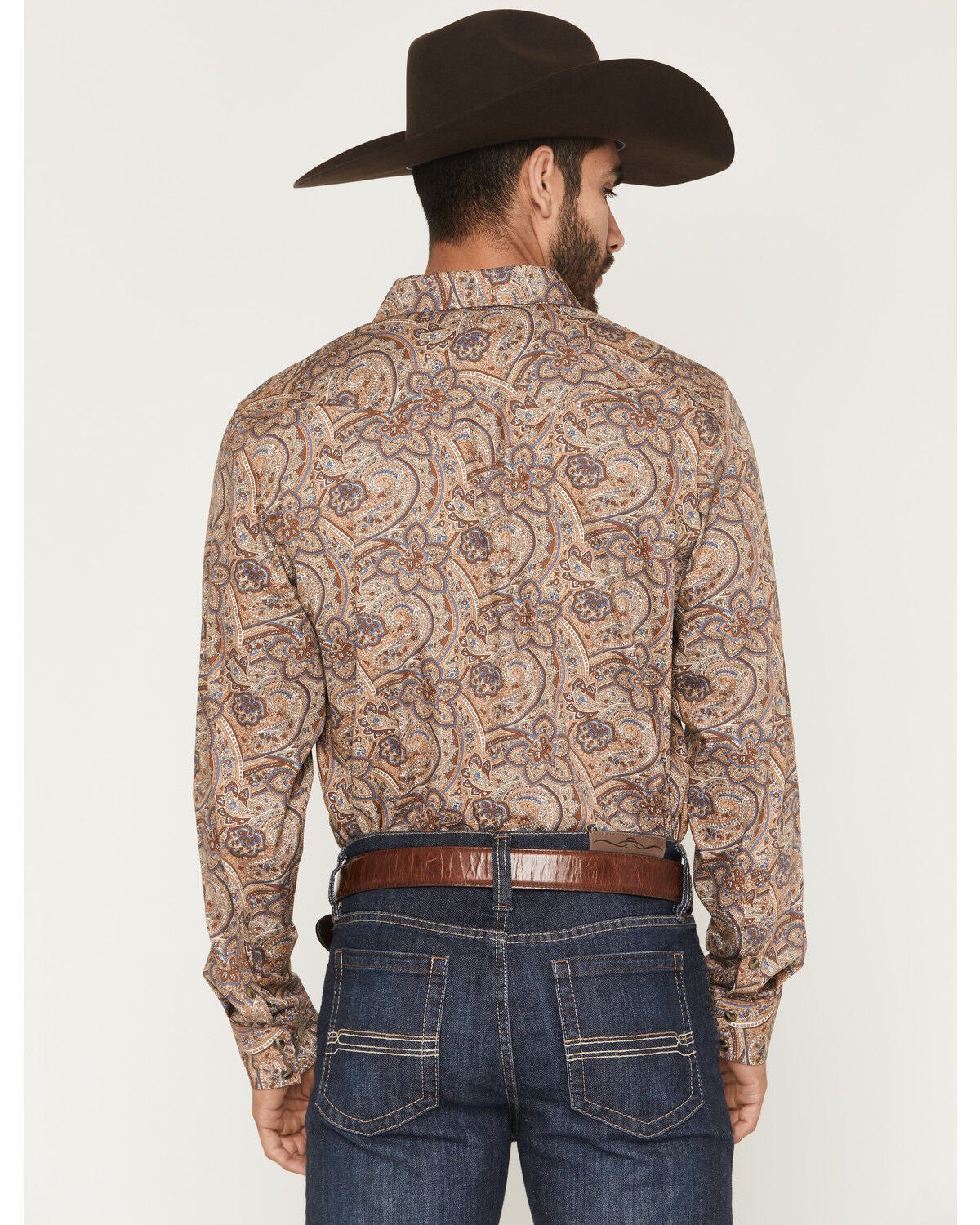Image #4 - Cody James Men's Jensen Paisley Print Long Sleeve Snap Western Shirt, Brown, hi-res