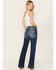 Image #1 - 7 For All Mankind Women's Dark Wash Mid Rise Tailorless Dojo Trouser Jeans, Dark Wash, hi-res