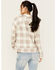 Image #4 - Cleo + Wolf Women's Anthony Heathered Knit Long Sleeve Cropped Shacket, Bark, hi-res