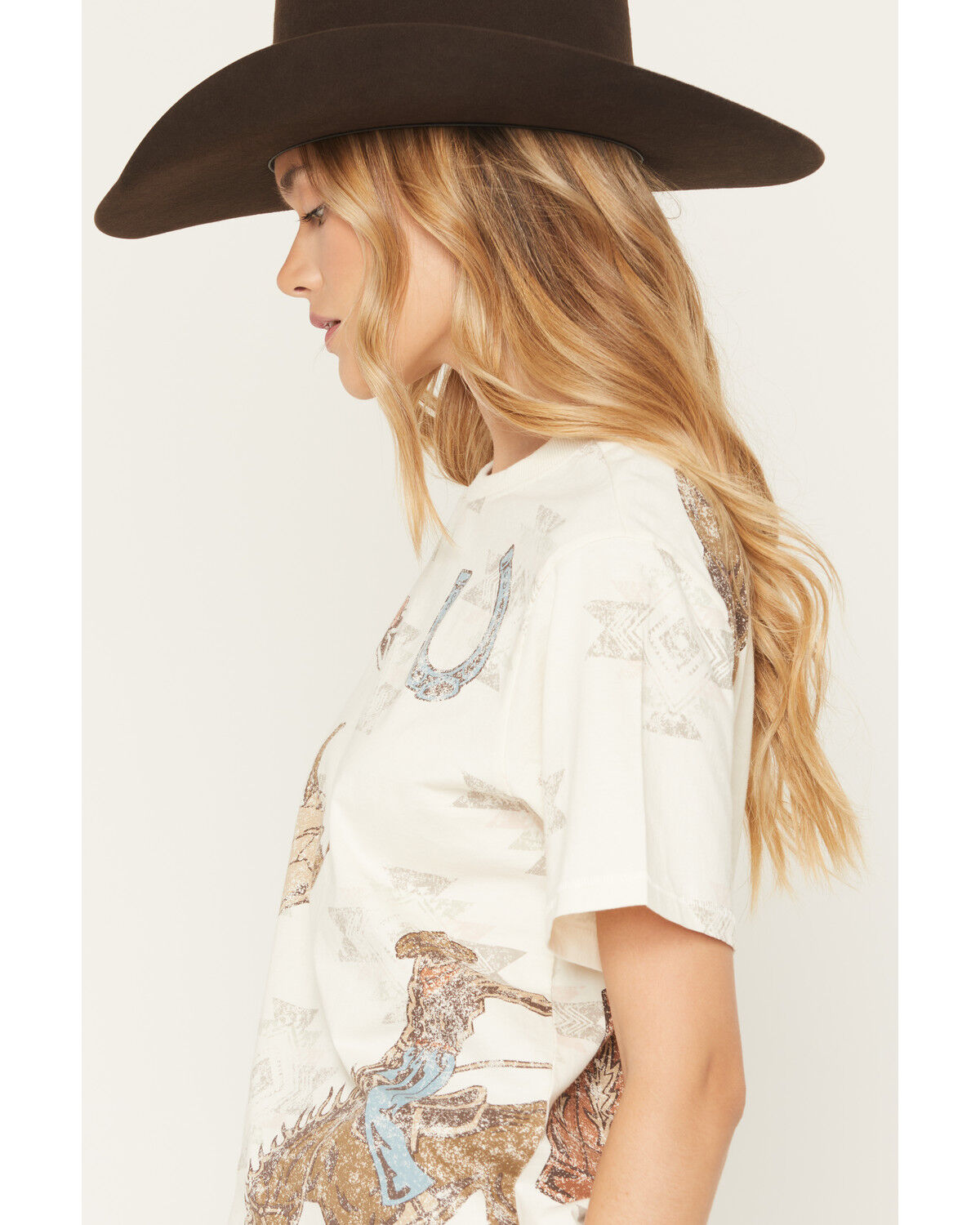 Image #2 - Shyanne Women's Allover Western Print Short Sleeve Graphic Tee, Cream, hi-res
