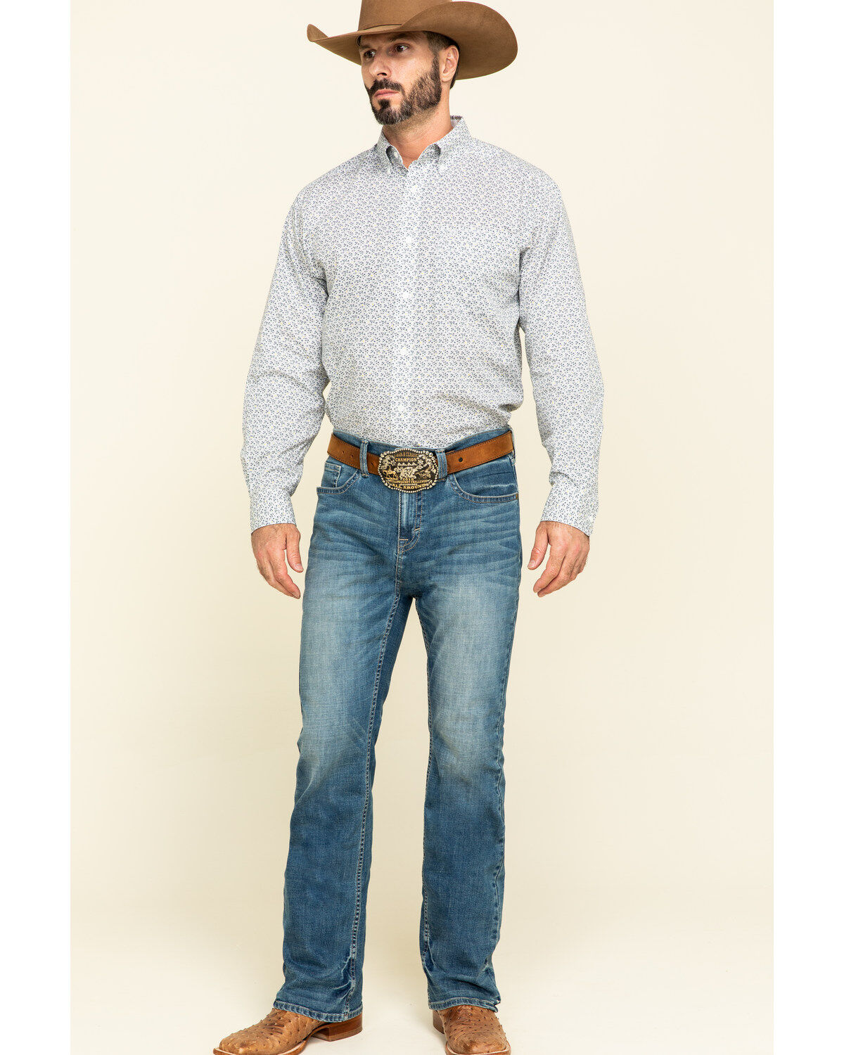 Image #6 - Cody James Men's Hawken Medium Wash Crosshatch Stretch Slim Bootcut Jeans, , hi-res