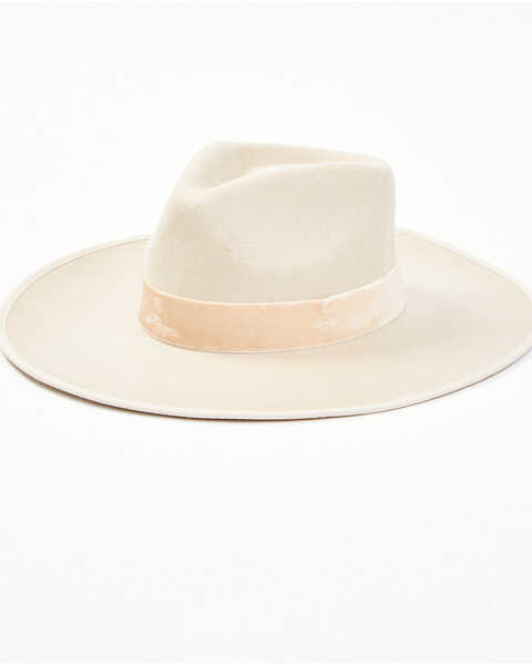 Lucca Women's Natural Saige Velvet Tape Wool Felt Fedora Hat , Natural, hi-res