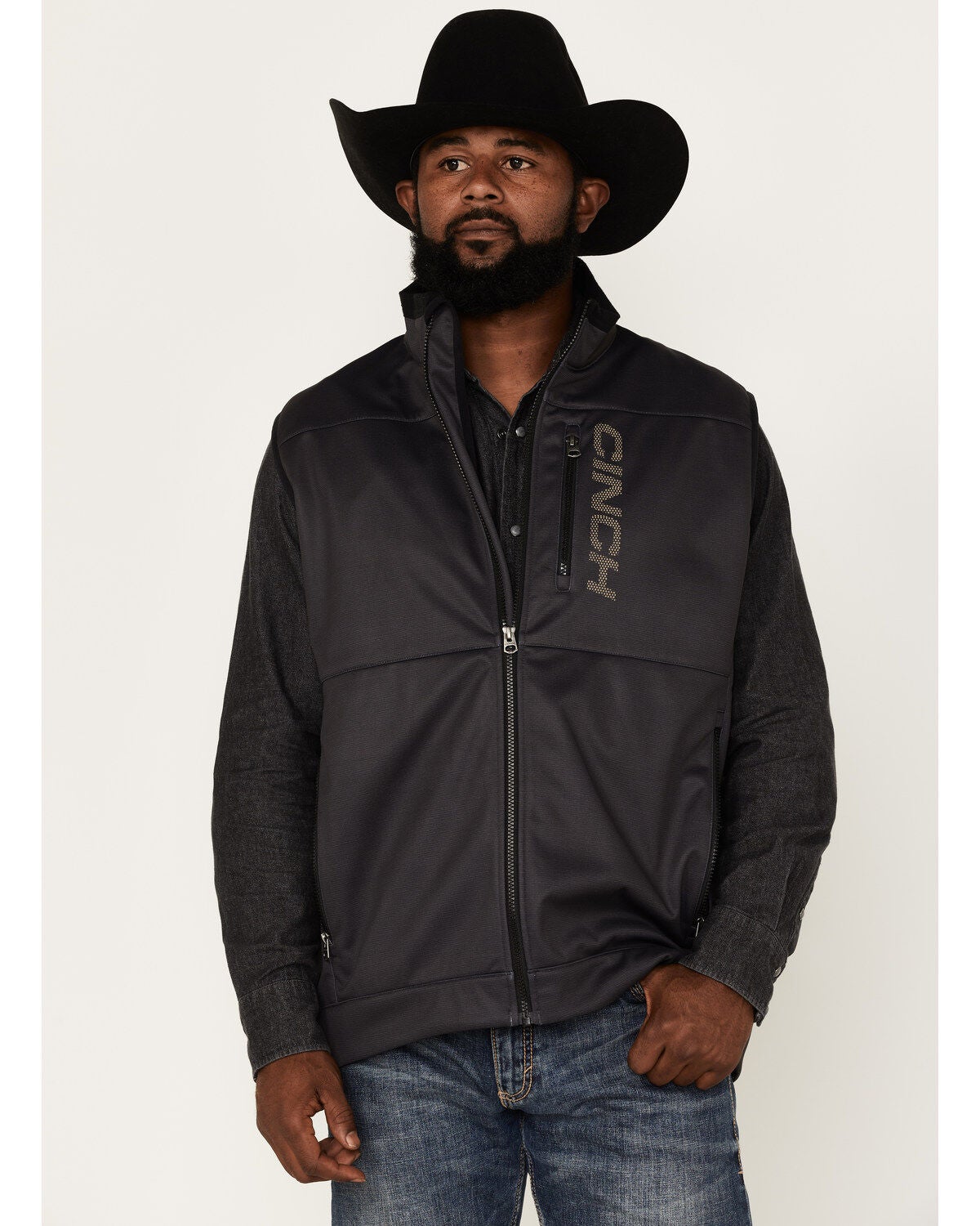 Image #1 - Cinch Men's Solid Windproof Zip-Front Softshell Vest, , hi-res