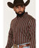 Image #2 - Cody James Men's Red Racer Striped Print Long Sleeve Button-Down Western Shirt, Burgundy, hi-res