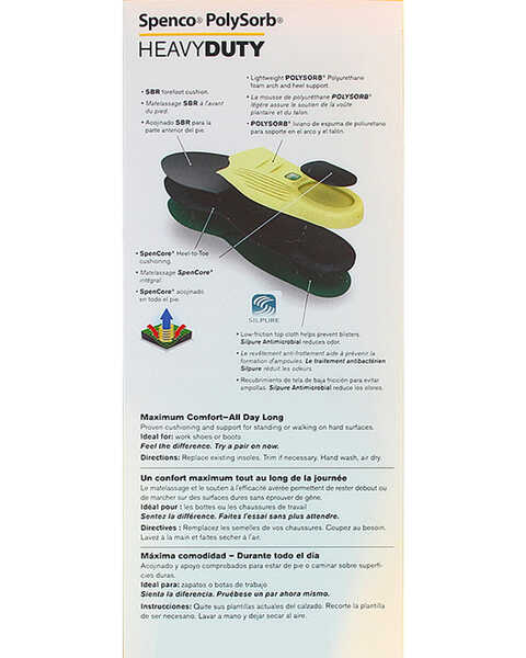 Image #2 - Spenco Polysorb Heavy Duty Occupational Insoles, Green, hi-res