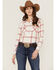 RANK 45 Women's Yarn Died Plaid Print Shirt, White, hi-res