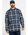  Hawx Men's FR Plaid Print Long Sleeve Woven Work Shirt - Tall , Blue, hi-res