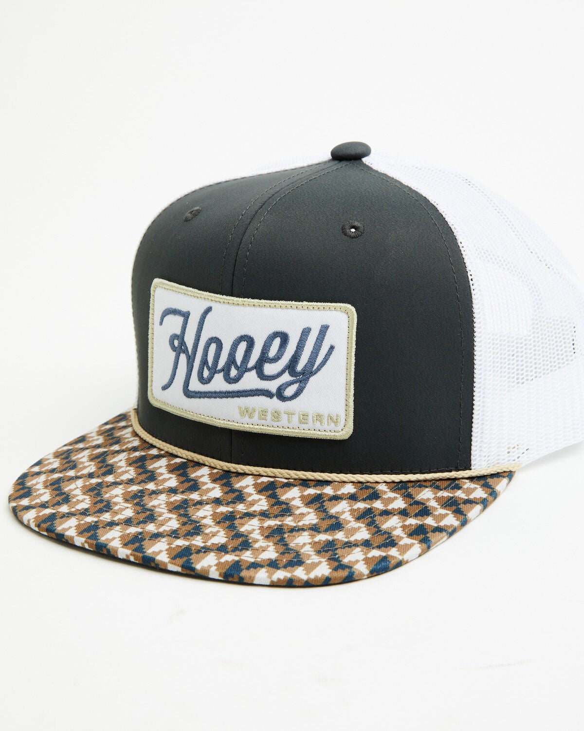 Image #1 - Hooey Men's Boot Barn Exclusive Southwestern Ball Cap, Black/white, hi-res