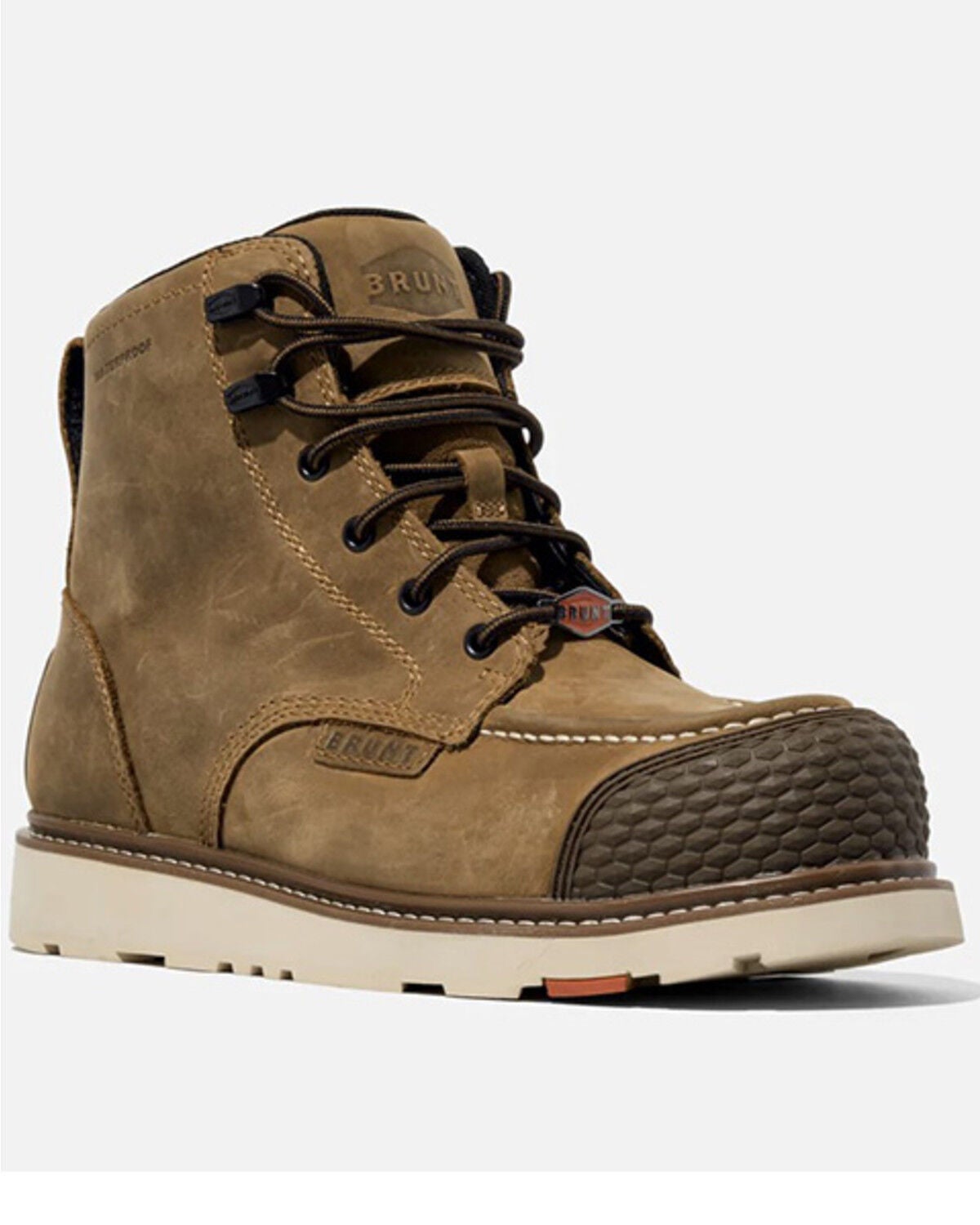 Brunt Workwear Men's 6" Marin Reinforced Waterproof Work Boots - Composite Toe, Brown, hi-res