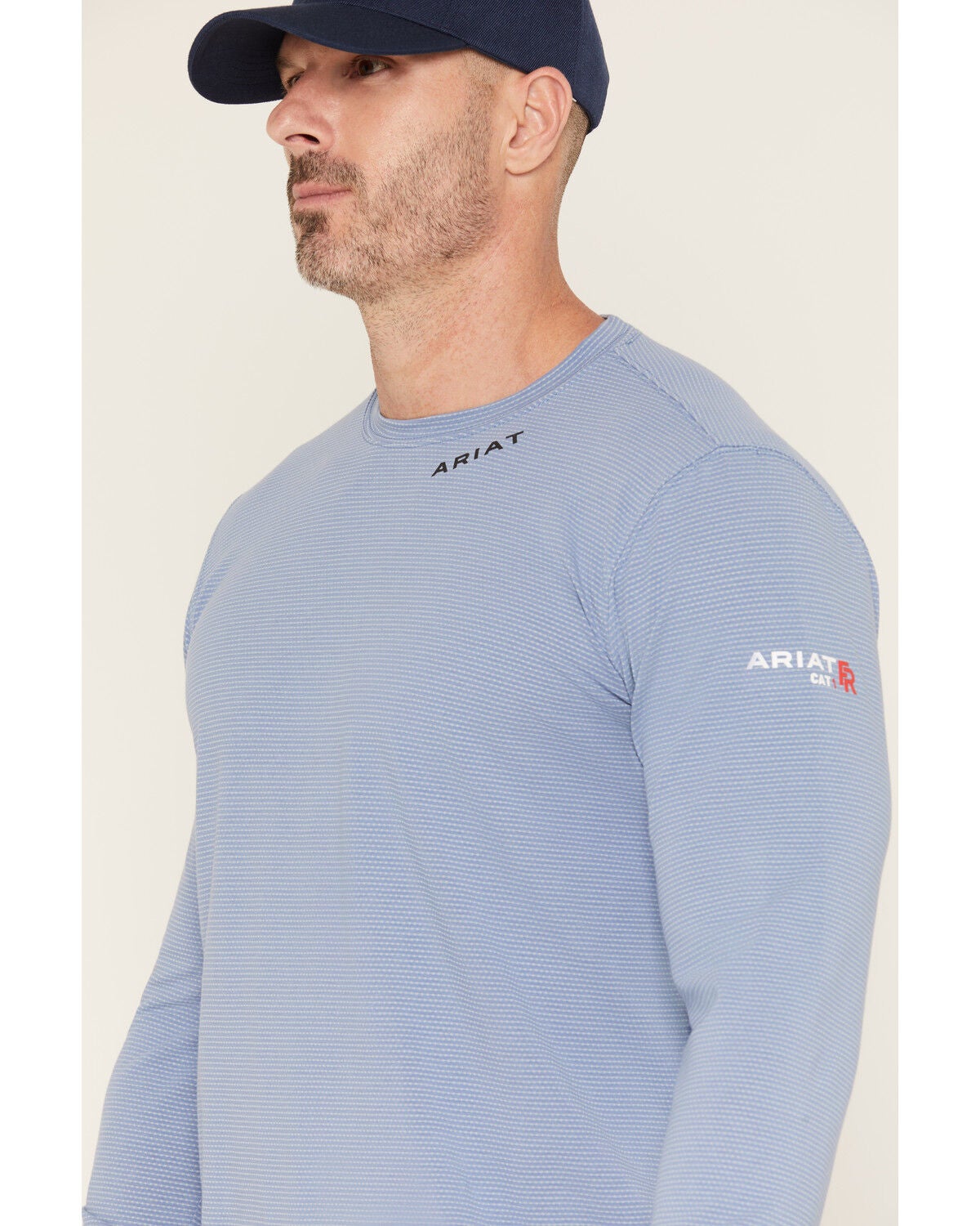 Image #2 - Ariat Men's FR Solid Base Layer Long Sleeve Work Shirt, Medium Blue, hi-res