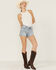 Image #1 - Cleo + Wolf Women's Light Wash High Rise Signature Pocket Shorts, Light Wash, hi-res