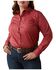Ariat Women's Team Kirby Wrinkle Resistant Fitted Long Sleeve Button Down Stretch Western Shirt - Plus , Dark Pink, hi-res
