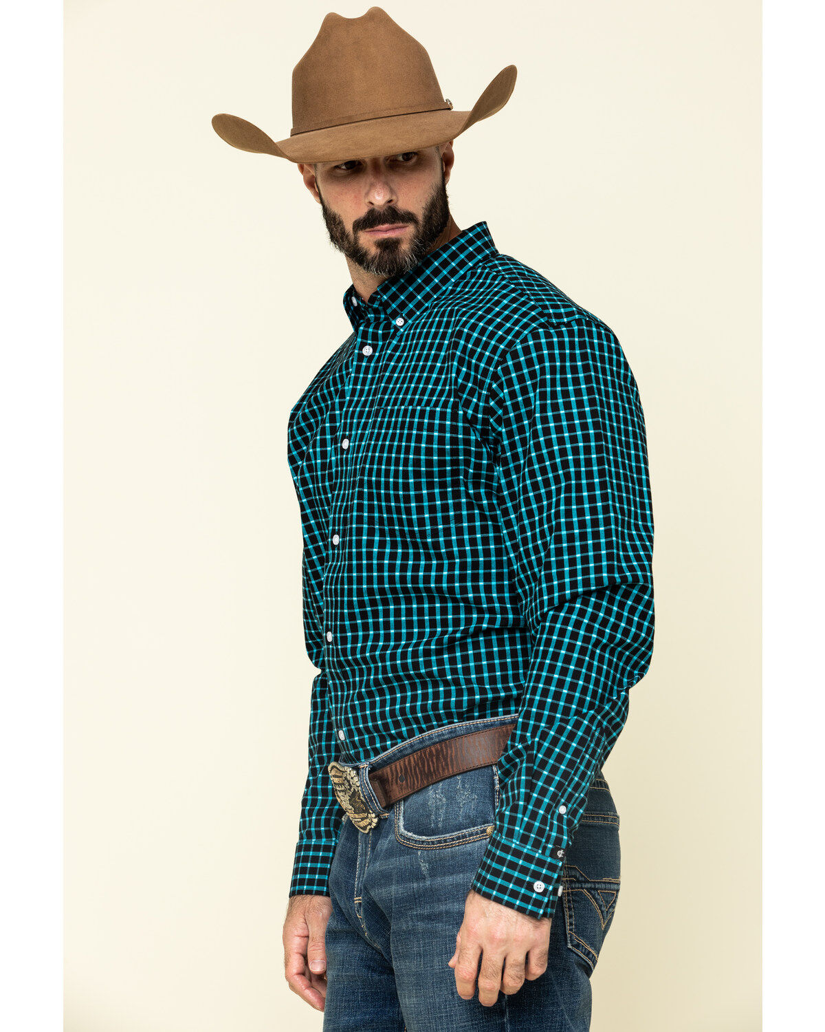 Image #3 - Cody James Core Men's Outlaw Territory Check Plaid Long Sleeve Western Shirt, , hi-res