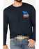 Cody James Men's Heather Navy Forever Cowboy Graphic Long Sleeve T-Shirt , Navy, hi-res