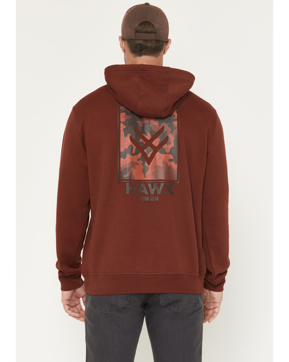 Image #1 - Hawx Men's Camo Logo Hooded Sweatshirt, Wine, hi-res