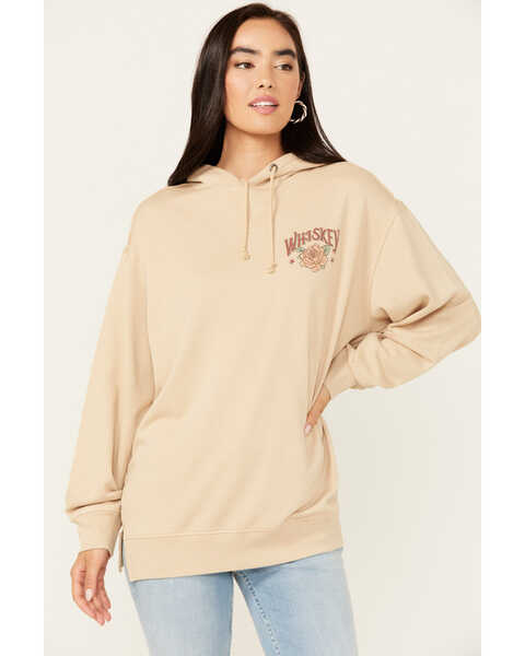 Cleo + Wolf Women's Whiskey Washed Oversized Hoodie, Wheat, hi-res