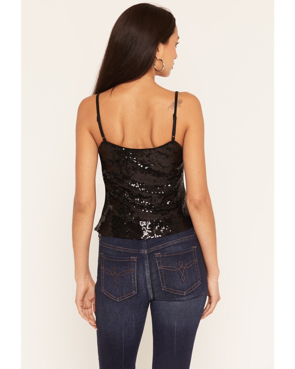 Image #5 - Wonderwest Women's Howdy Sequins Tank, Black, hi-res