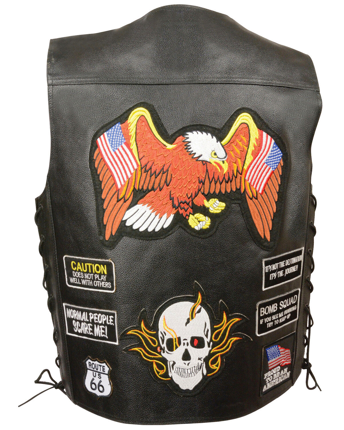 Image #2 - Milwaukee Leather Men's Side Lace Patch Vest - 4X, Black, hi-res