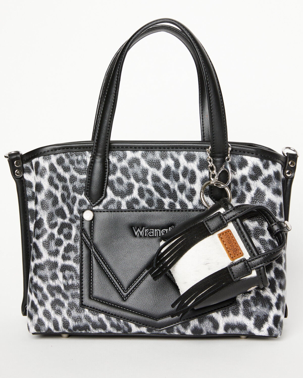 Wrangler X Boot Barn Cowhide Mini Handbag Charm, Black, hi-res