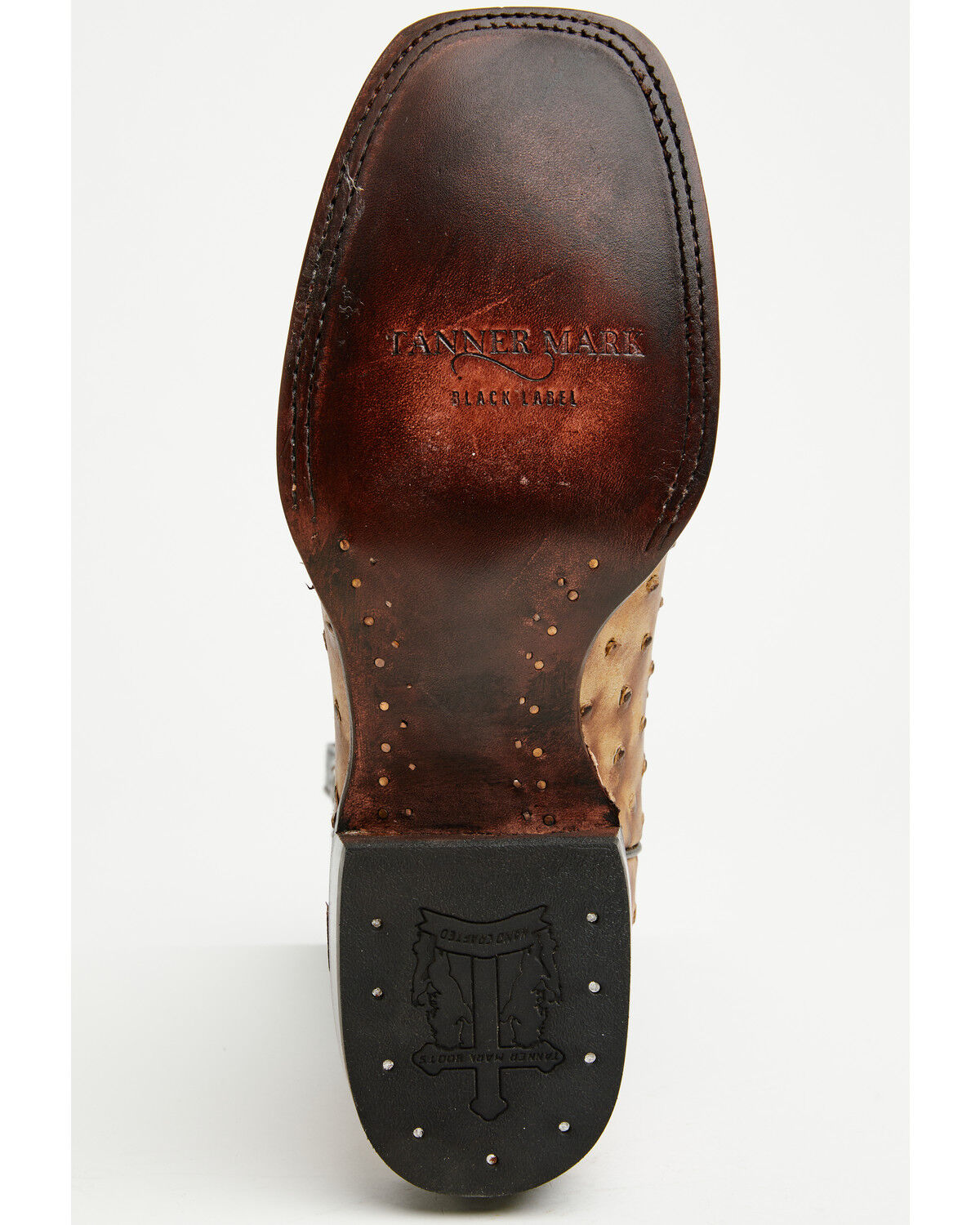 Image #7 - Tanner Mark Men's Ostrich Print Western Boots - Broad Square Toe, Brown, hi-res