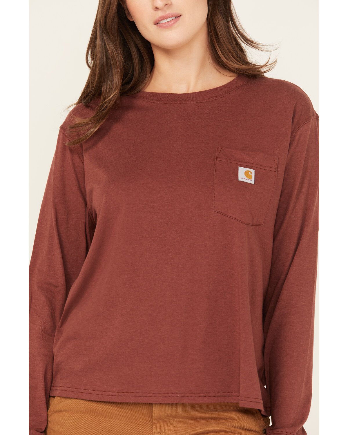 Image #3 - Carhartt Women's Loose Fit Lightweight Long Sleeve Pocket T-Shirt, , hi-res