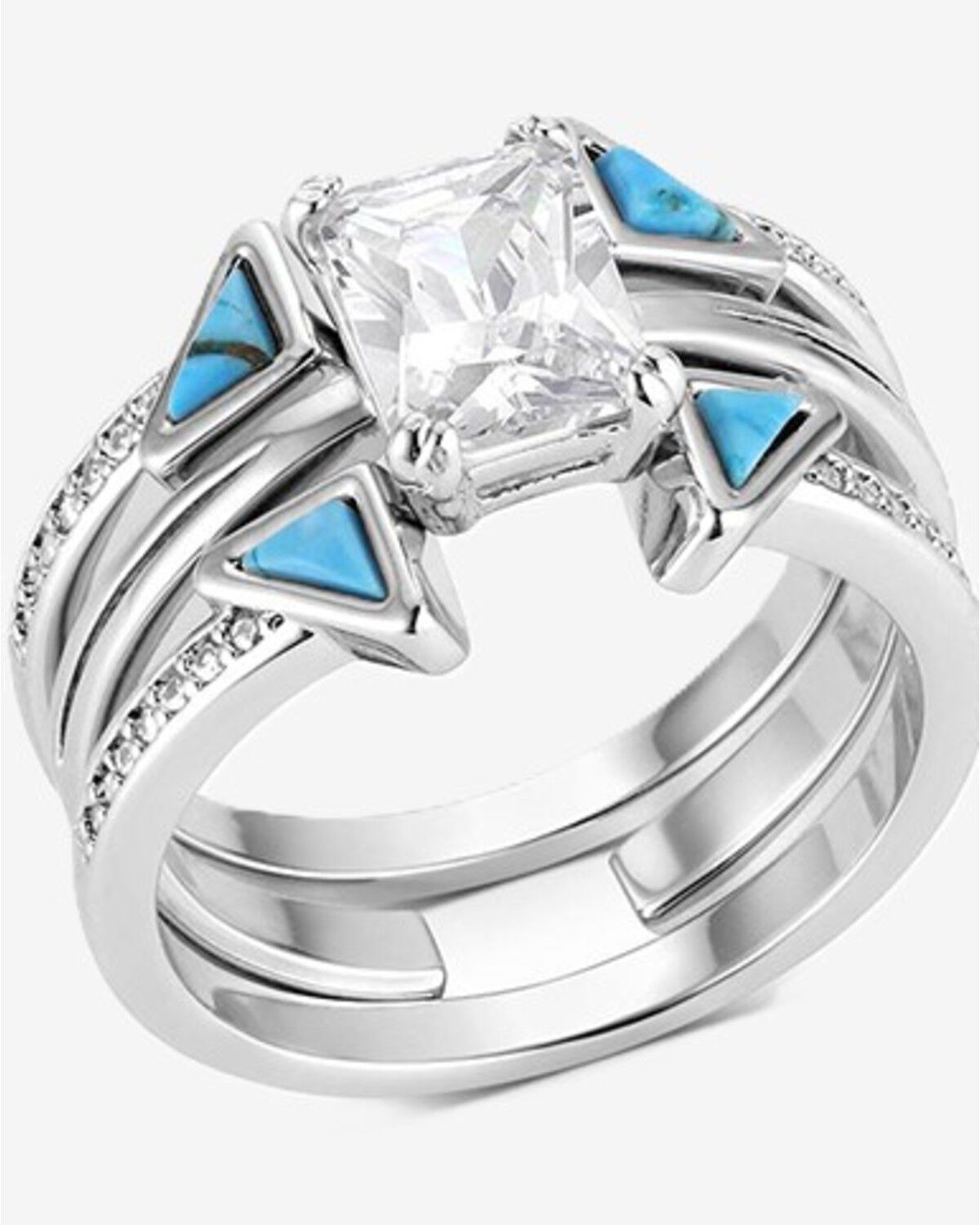 Image #1 - Montana Silversmiths Women's Skyline Stack Ring Set - 3 Piece, Silver, hi-res