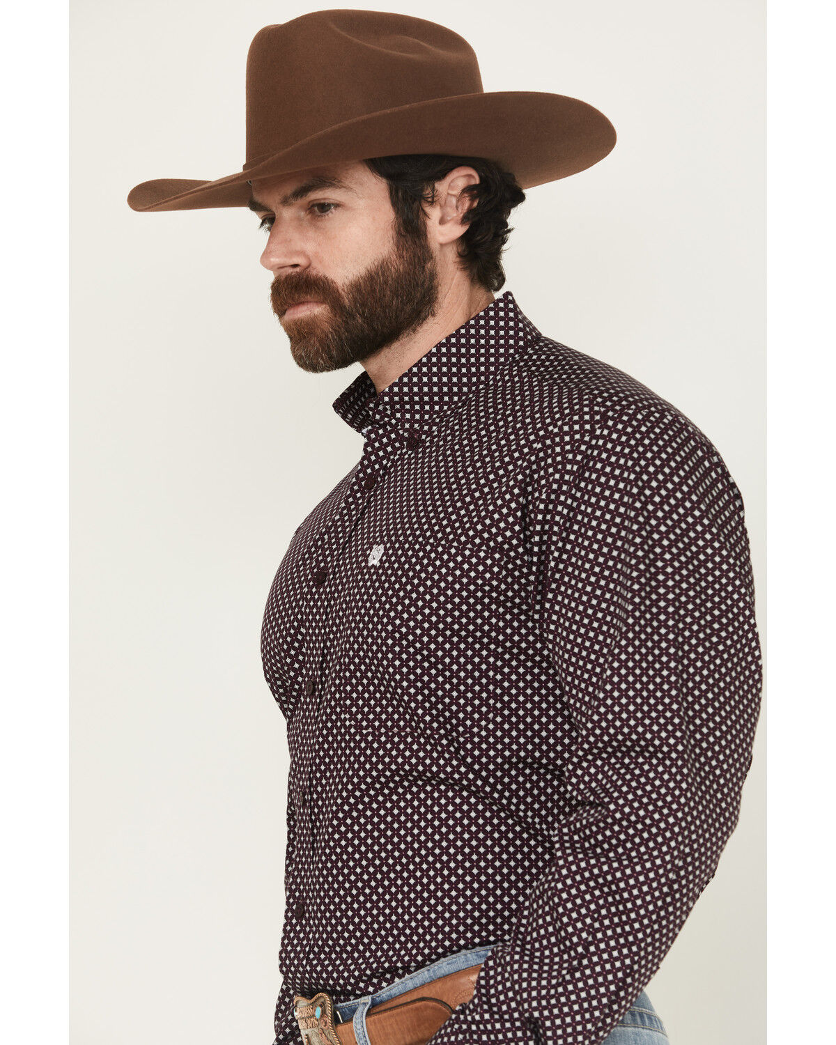 Image #2 - Cinch Men's Geo Print Long Sleeve Button-Down Western Shirt, Purple, hi-res