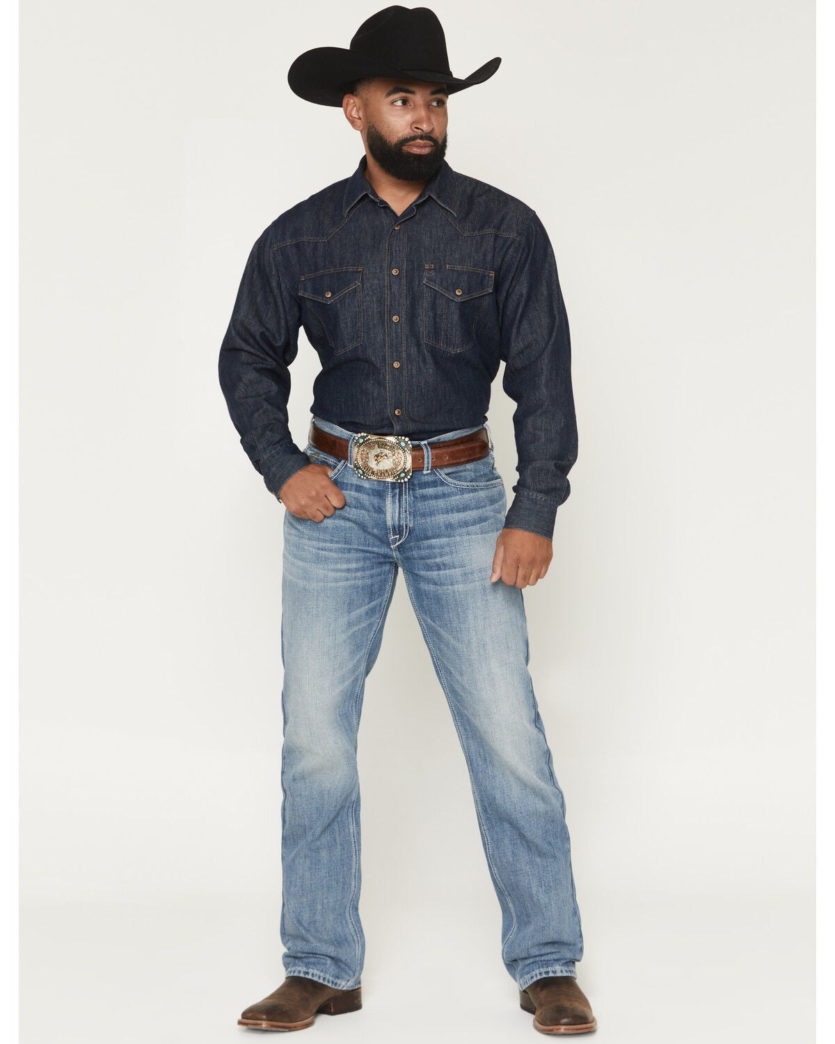 Ariat Men's M2 Kash Chet Light Wash Relaxed Straight Denim Jeans, Light Wash, hi-res